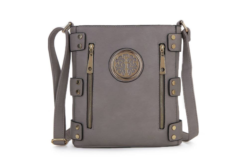Cross body bag with top zip closure: Tan Brown