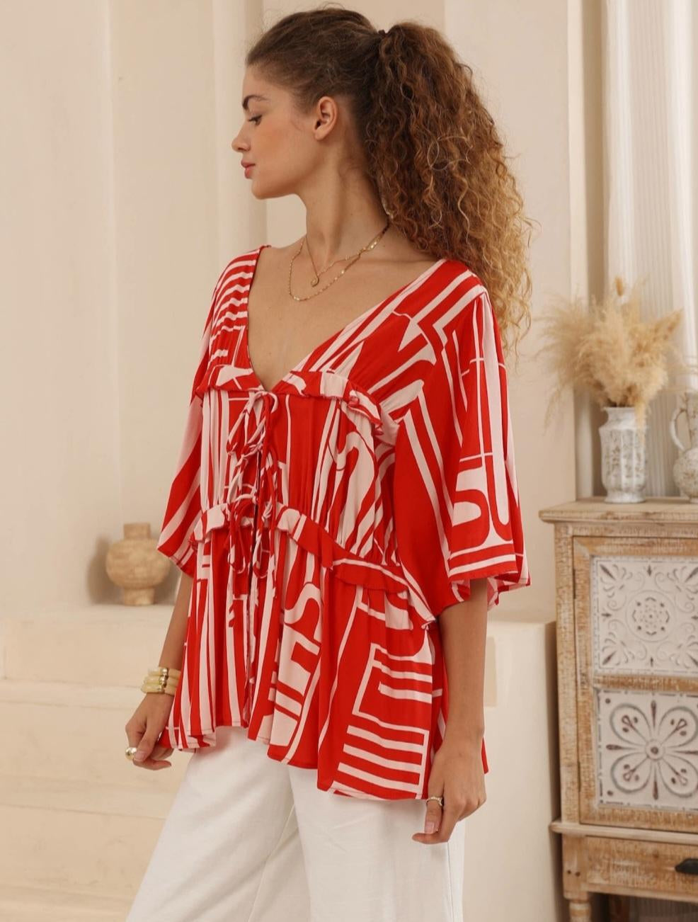 Red Print Shirt
