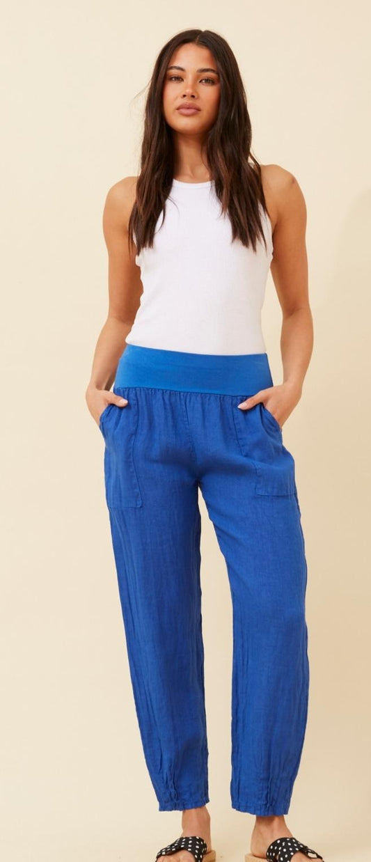 China Blue Linen Pants