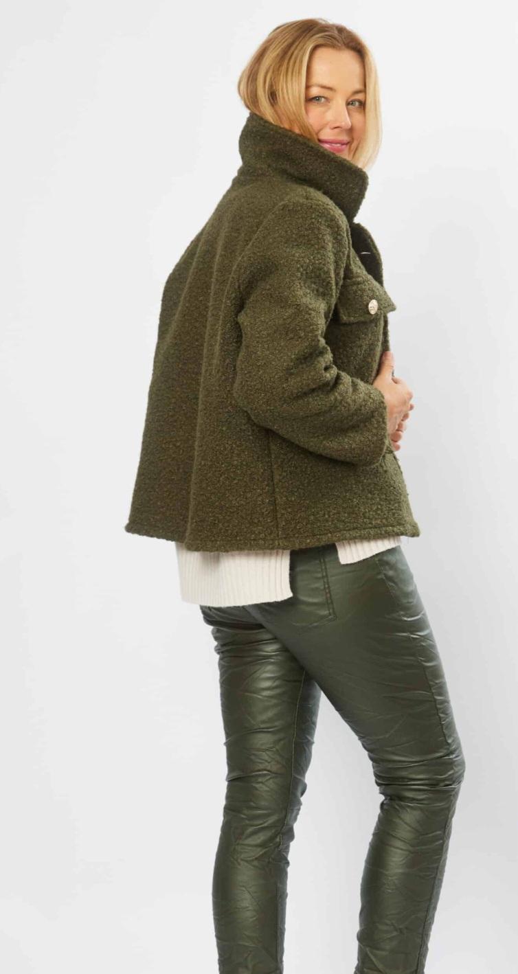 The Easy Warmth Bouclé Jacket (Olive)