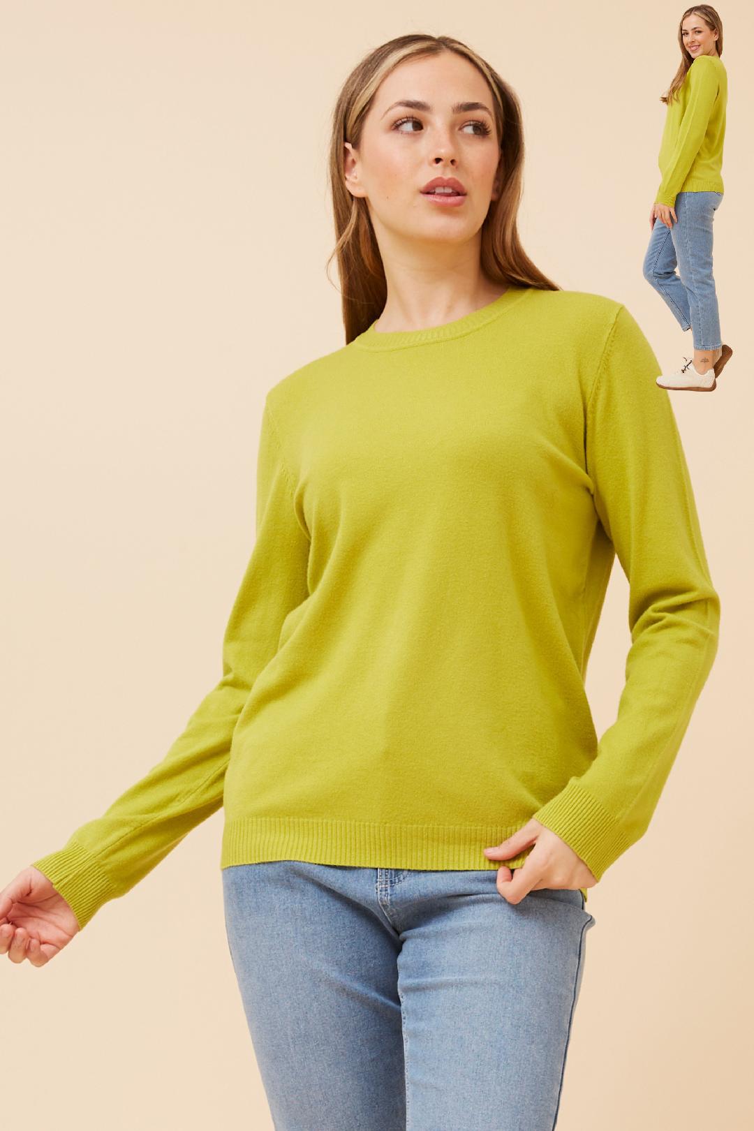 Crew Neck Knit Pullover Assorted Colours