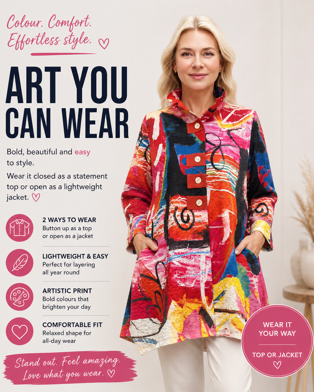 The Wearable Art Shirt Jacket (Bold Multi Print)
