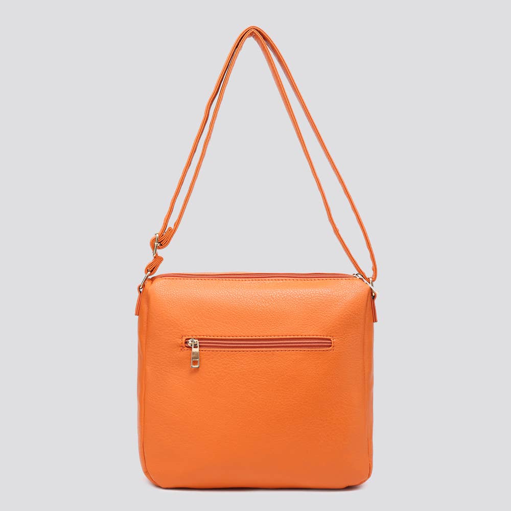 Orange Vegan Leather Crossbody Bag