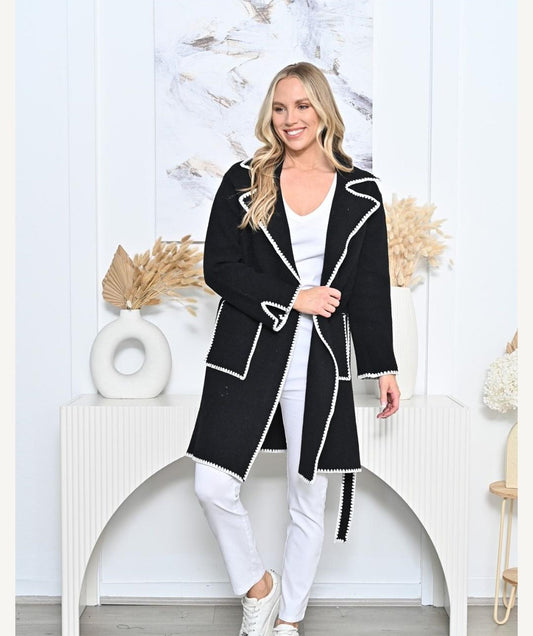 Black Long Line Cardigan Jacket