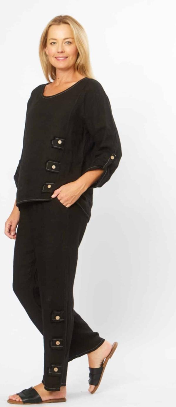 Italian Black Linen Pants