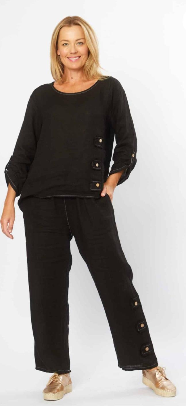 Italian Black Linen Pants