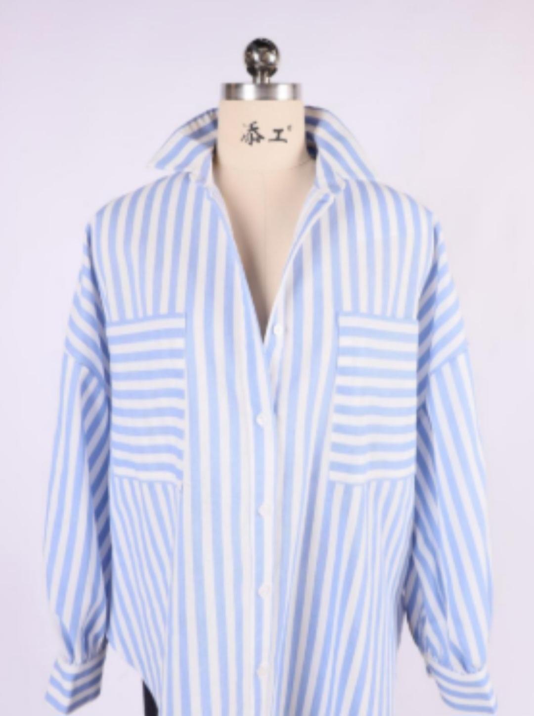 Blue and White Striped Shirt