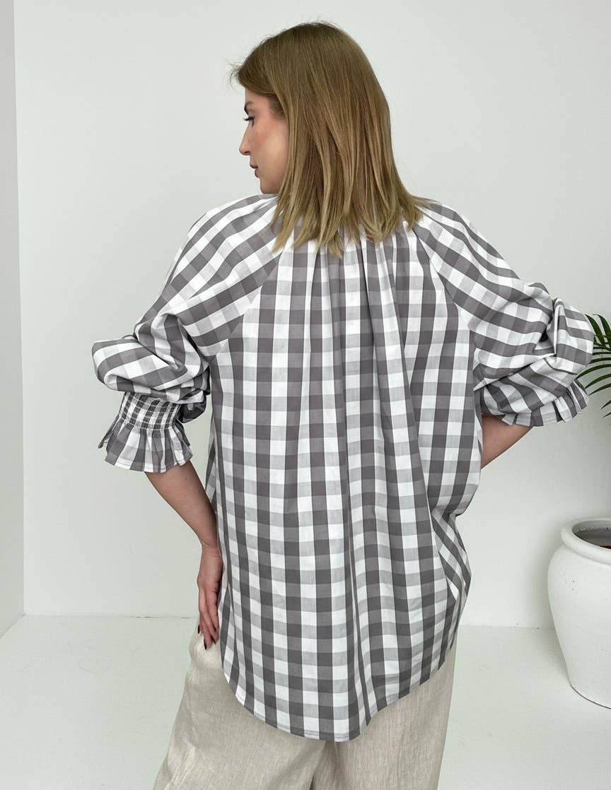 Gingham Grey & White Shirt