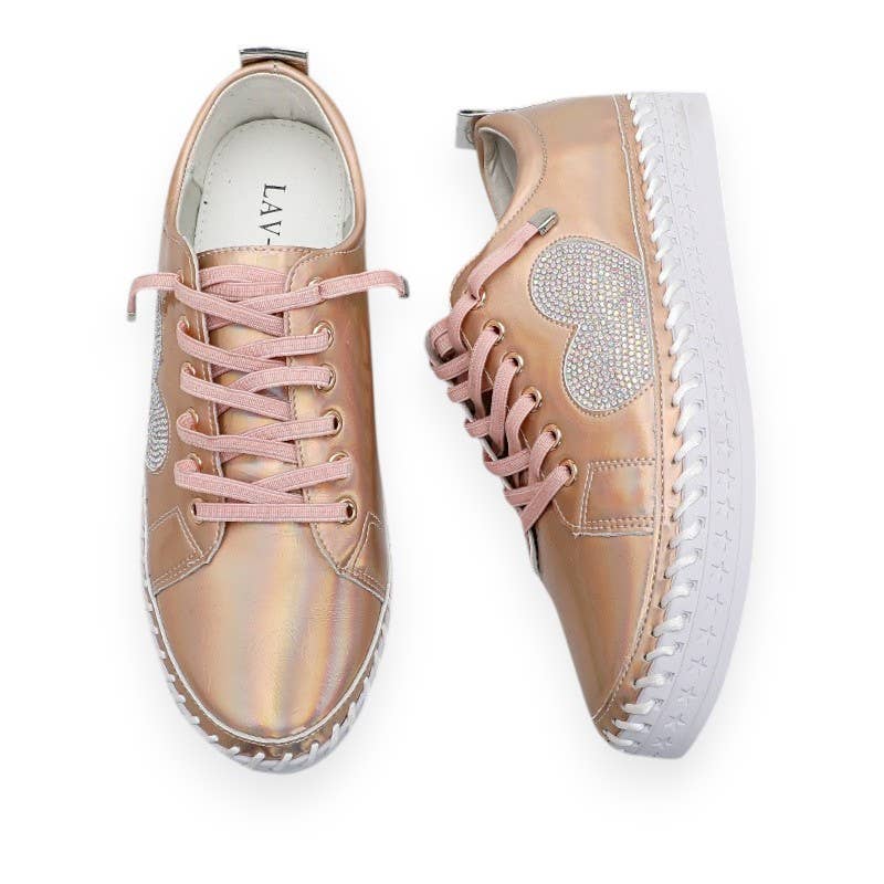 Pearl Embellished Heart Sneakers
