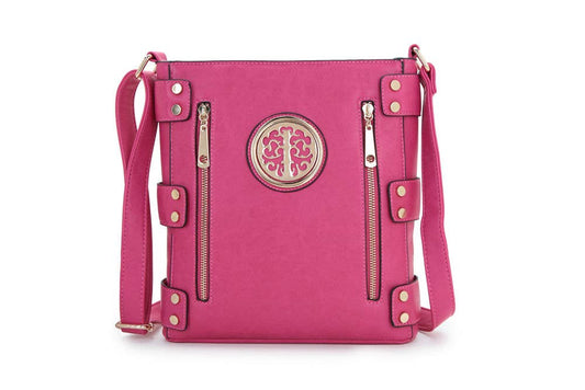 Cross body bag with top zip closure: Fuchsia