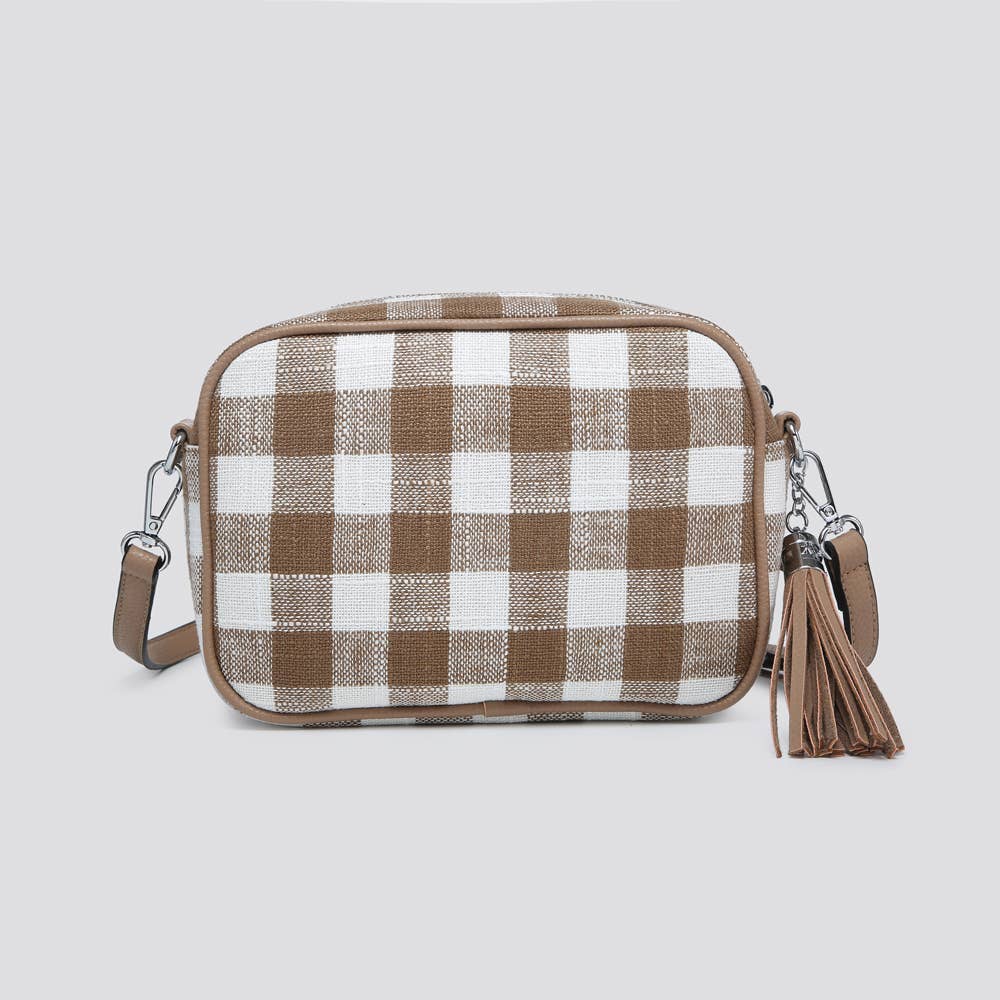 Camel Tartan Crossbody Camera Bag
