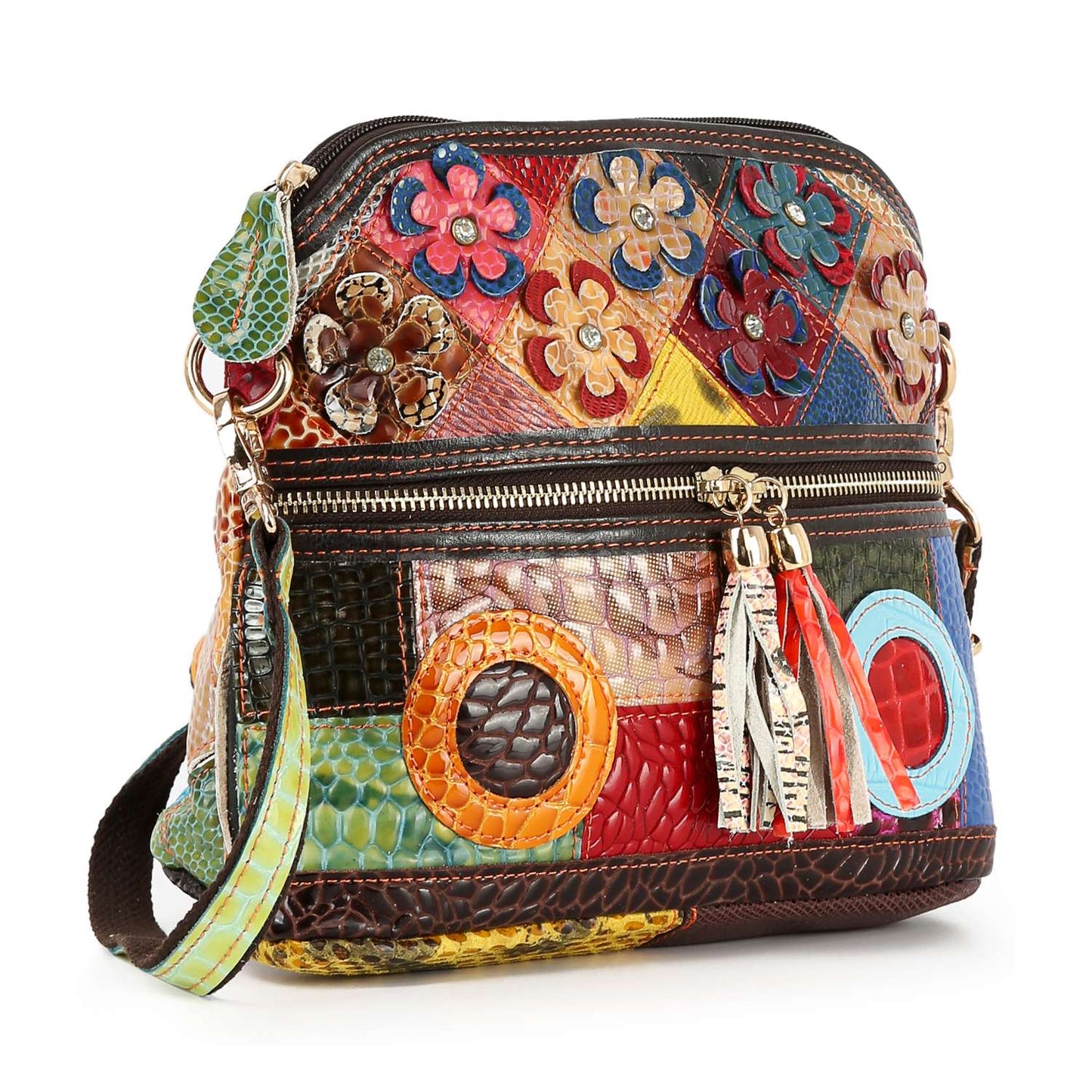 Genuine Leather Colorful Crossbody Sling: Multi