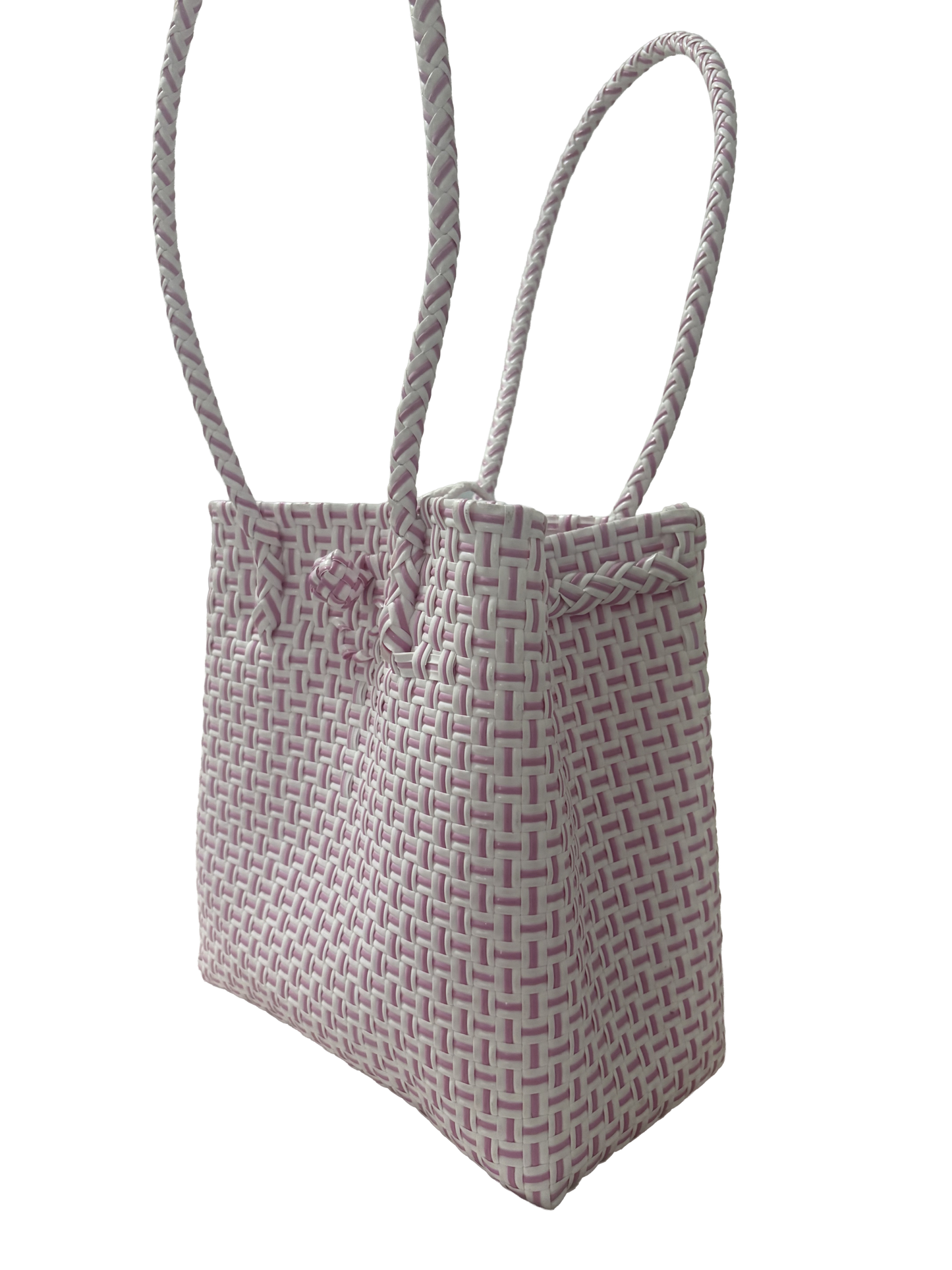 Tote Bag With Pink & Ivory Weave