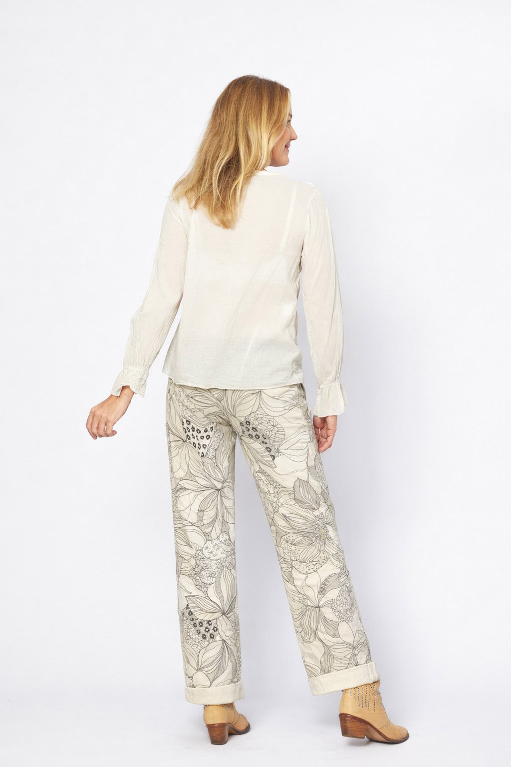Cotton Frill Neckline Shirt by La Strada