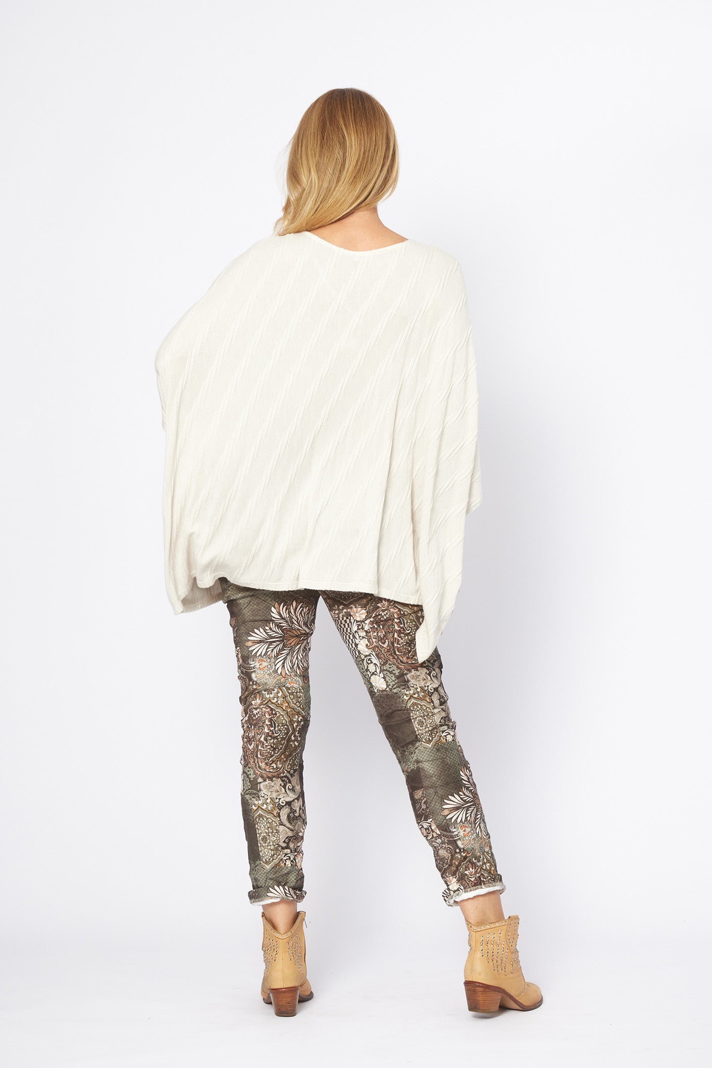 Oversized Knitted Kaftan Top | Cream