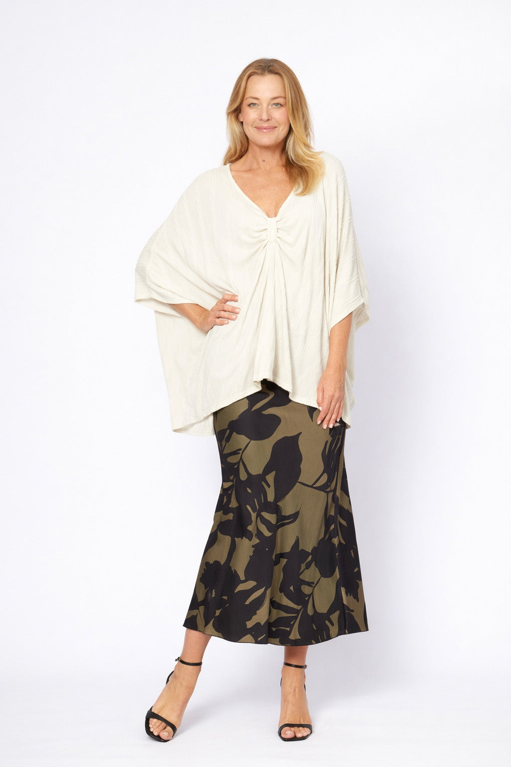 Oversized Knitted Kaftan Top | Cream