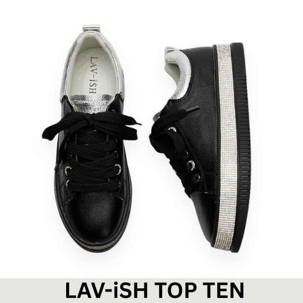Lux Black Diamonte Sole Sneakers