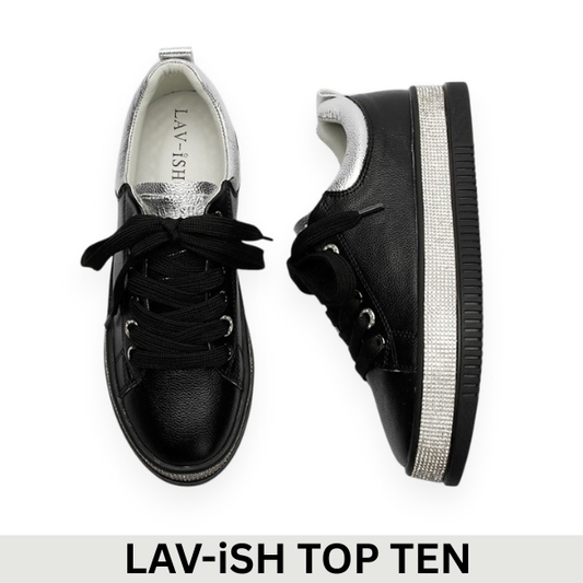 Lux Black Diamonte Sole Sneakers