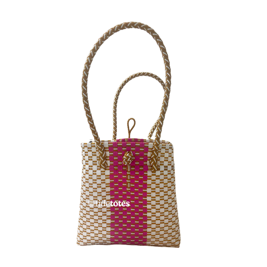 Duchess Bloom Designer Tote Fuchsia Stripe Natural Weave: Medium