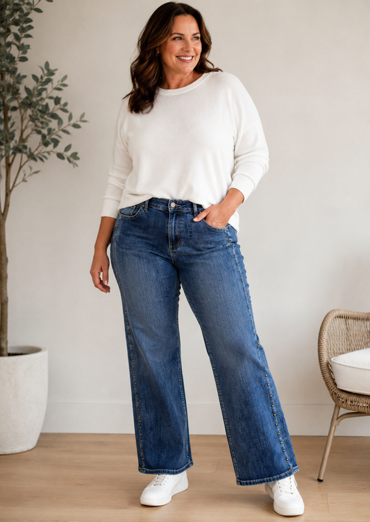 Denim Jeans with Stud Detail