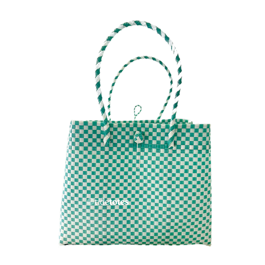 Elemental Mistcheck –Tote In Mint & White: Medium