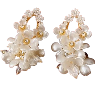 White Flower Earrings