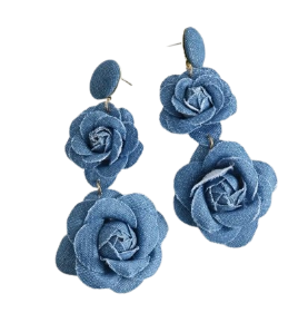 Denim Blue Flower Earrings