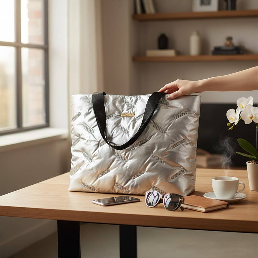 Silver Padded Tote