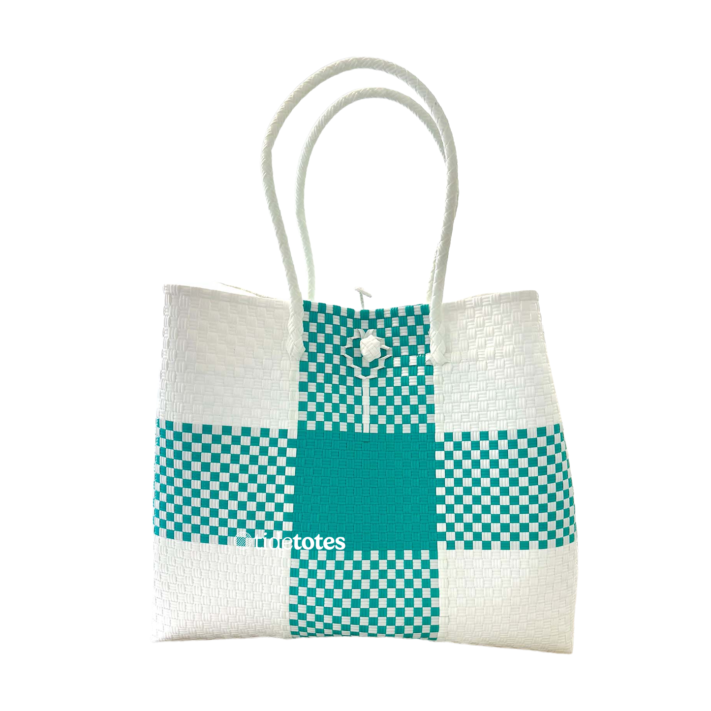 Soft Teal & White Tote Bag