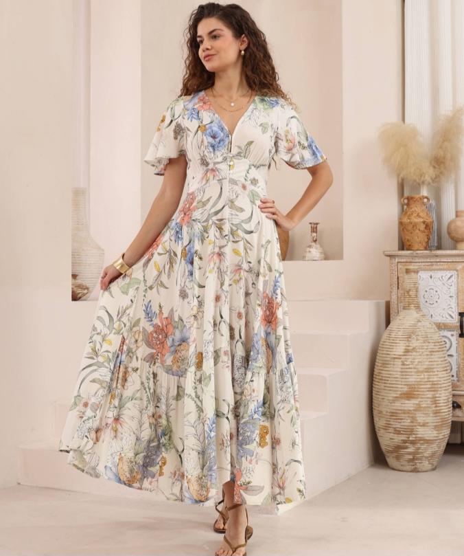 Floral Bias-Cut Maxi Dress