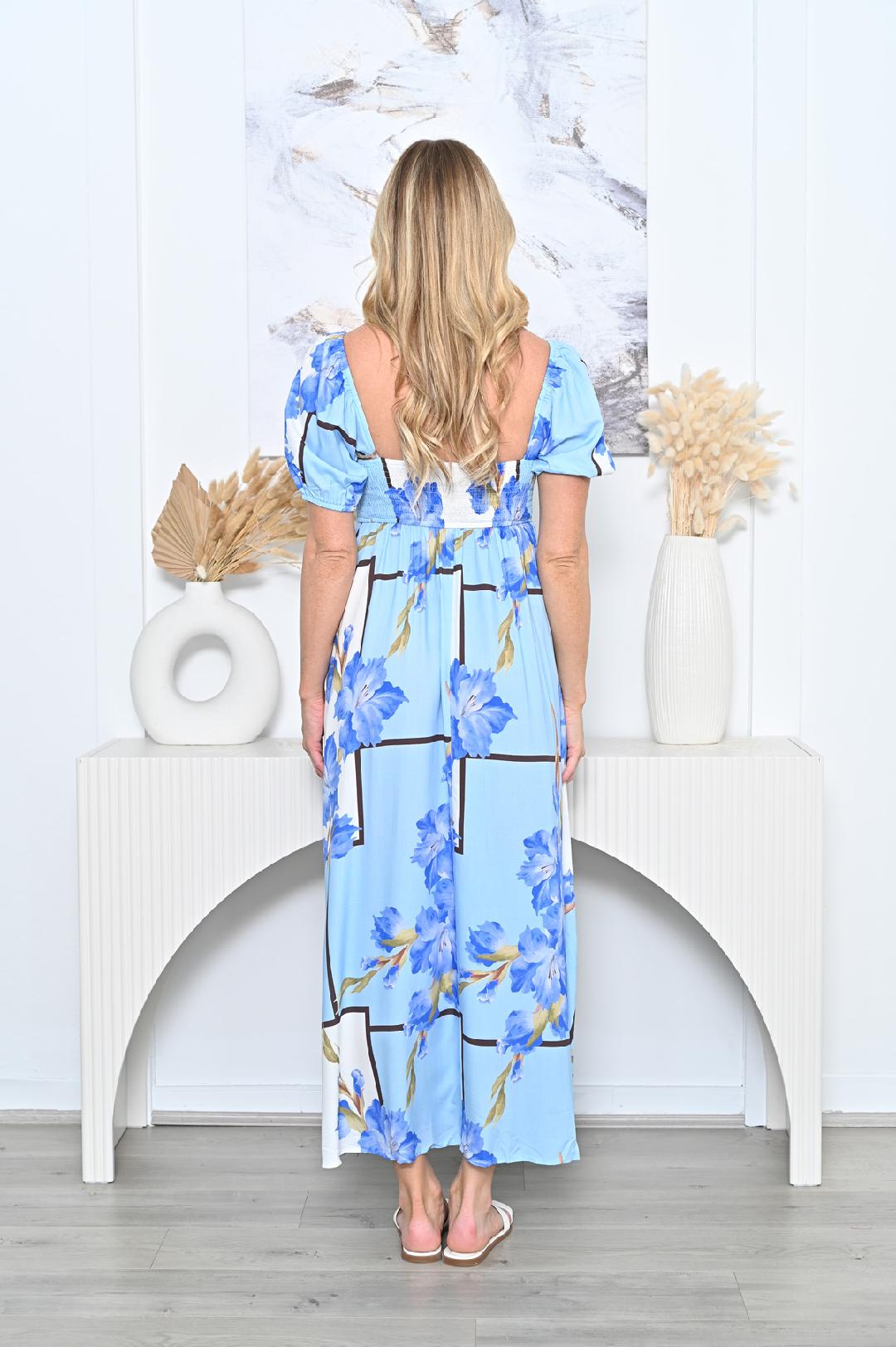 Blue & White Maxi Dress