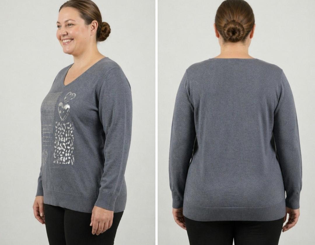 Soft Knit V-Neck Jumper | Slate Grey