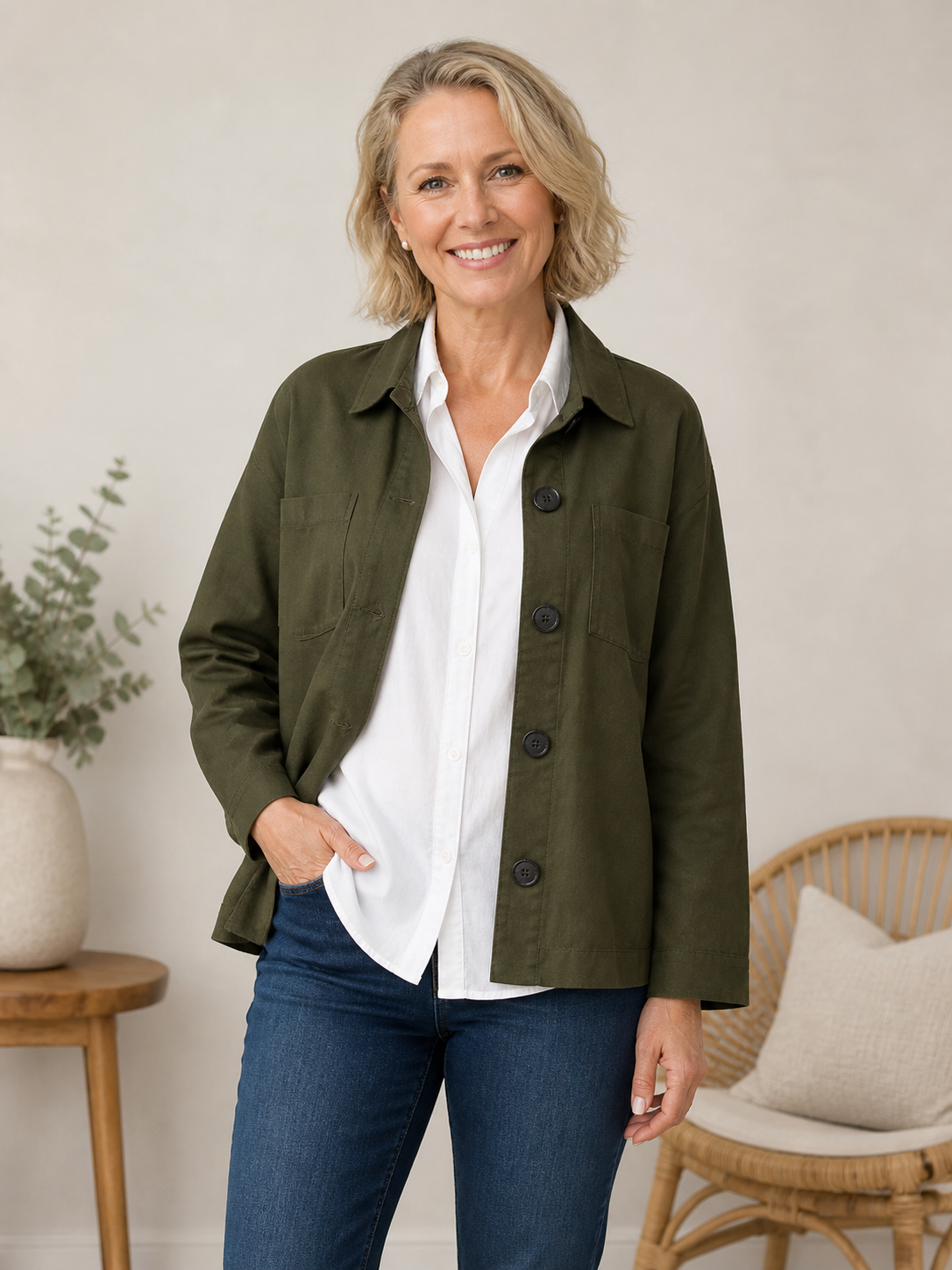 The Easy Structure Cotton Jacket (Khaki)