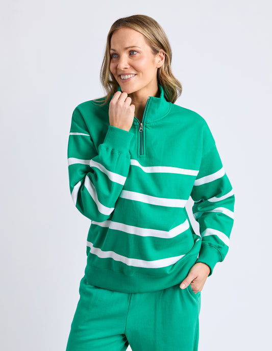 Elm Lifestyle Lane Zip Crew Green & White