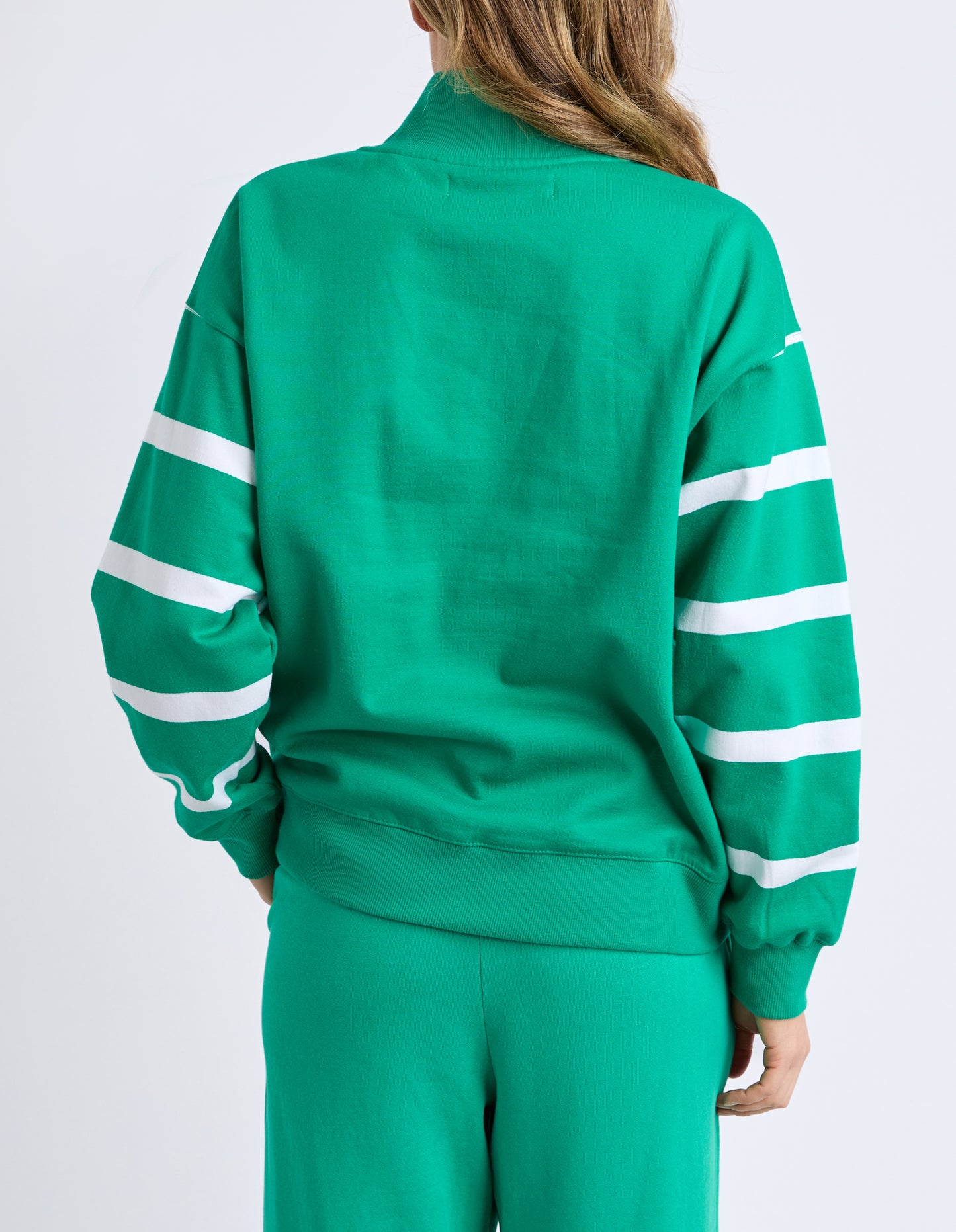 Elm Lifestyle Lane Zip Crew Green & White