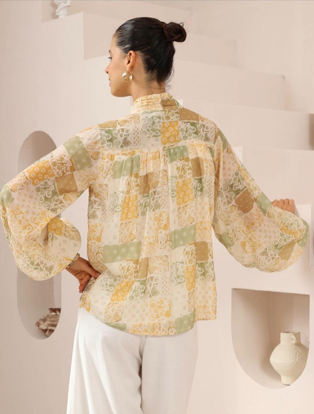Lemon & Sage Patchwork Print Blouse