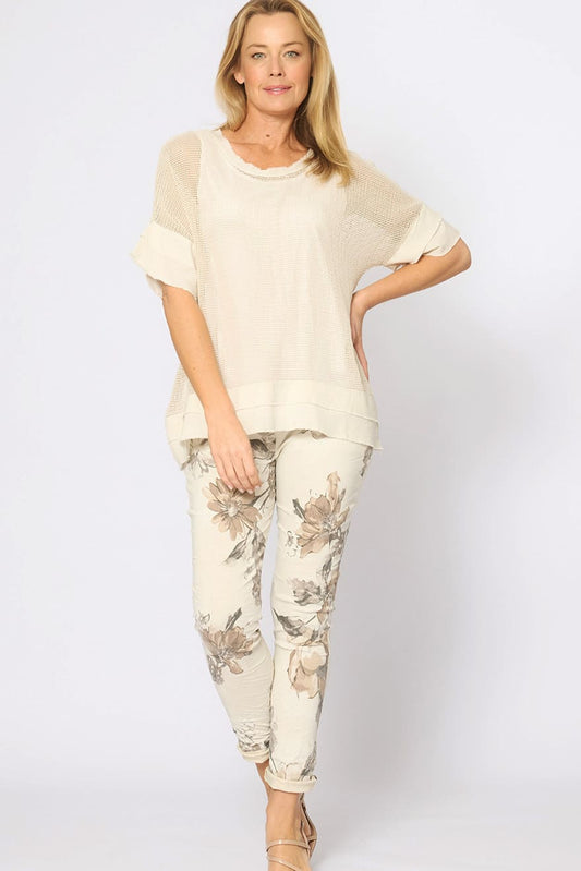 Cotton Mesh Top with Cami