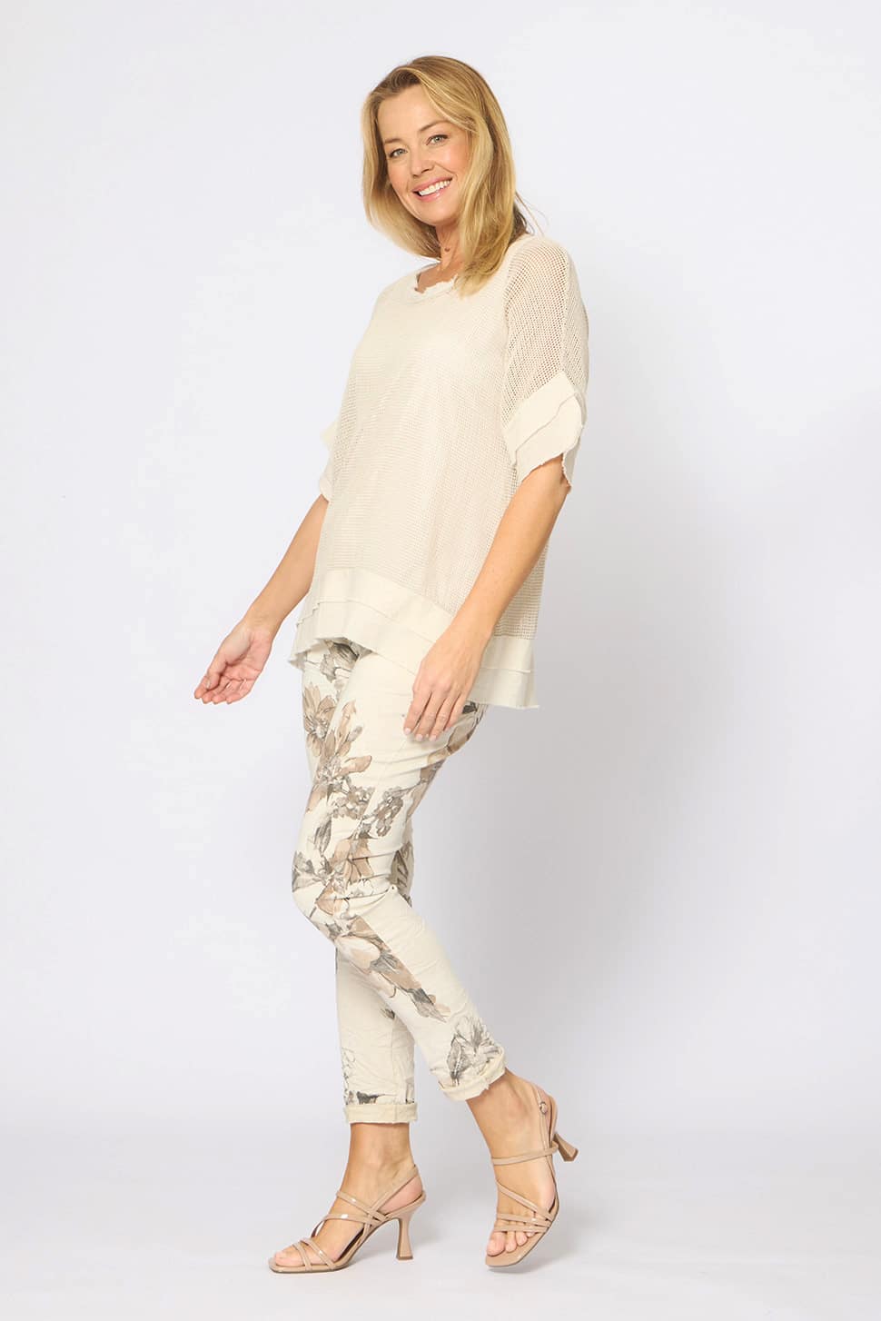 Cotton Mesh Top with Cami