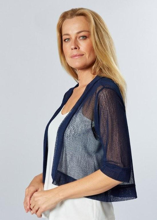 Navy Mesh Bolero Jacket Top