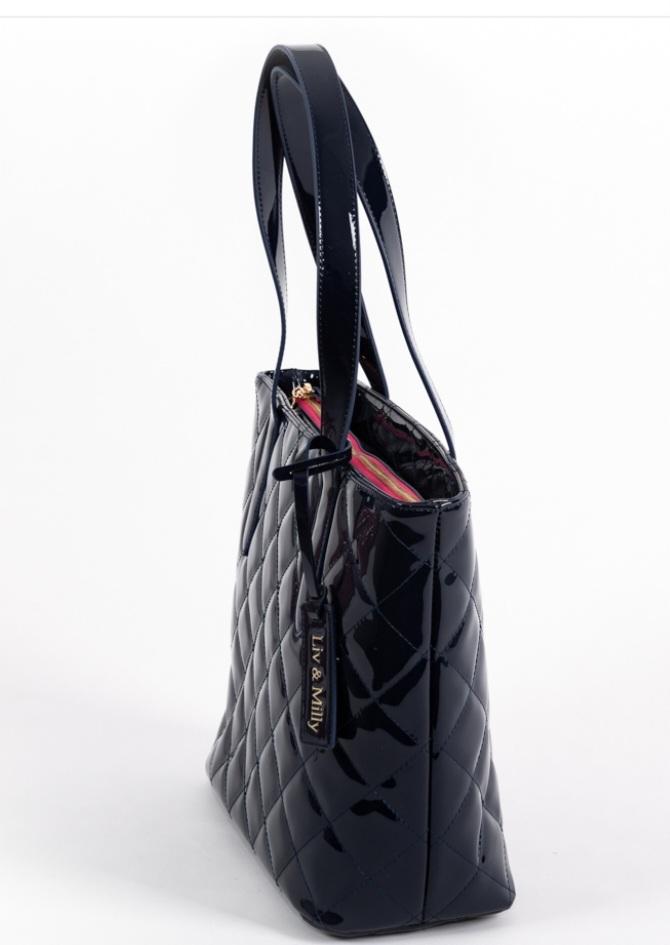 Remi Navy Patent Tote