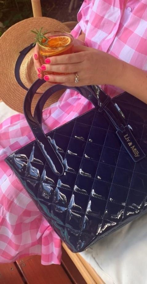 Remi Navy Patent Tote