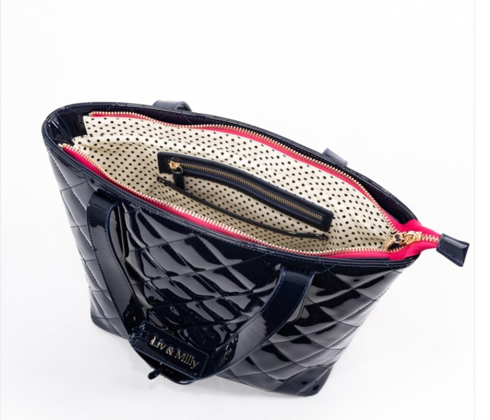 Remi Navy Patent Tote