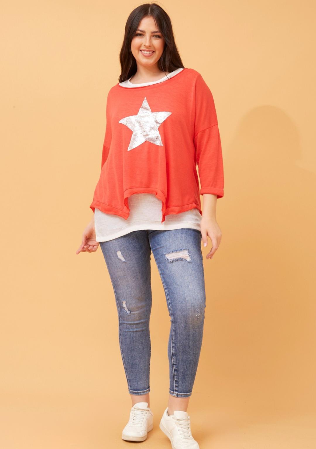 Star Of The Show Layered Top Orange