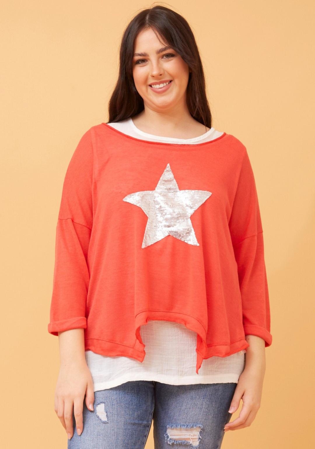 Star Of The Show Layered Top Orange
