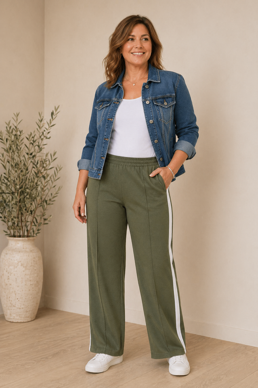 Stripe detail Khaki Pants