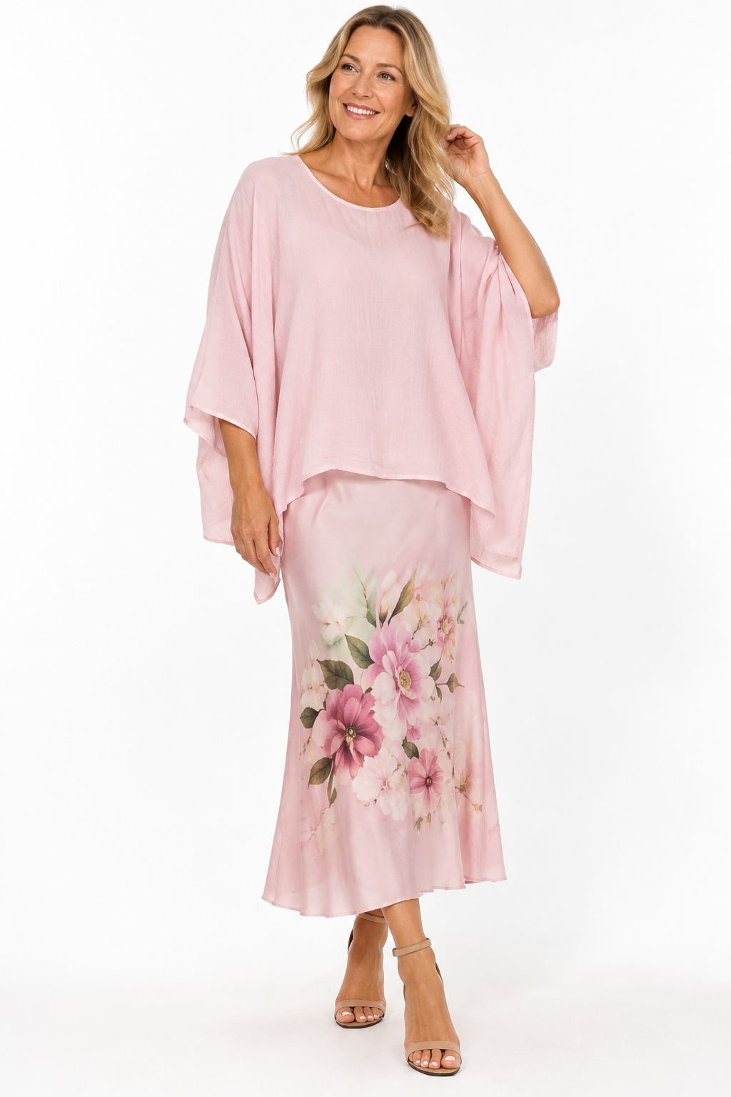 Blush Silk Blend Kaftan Top