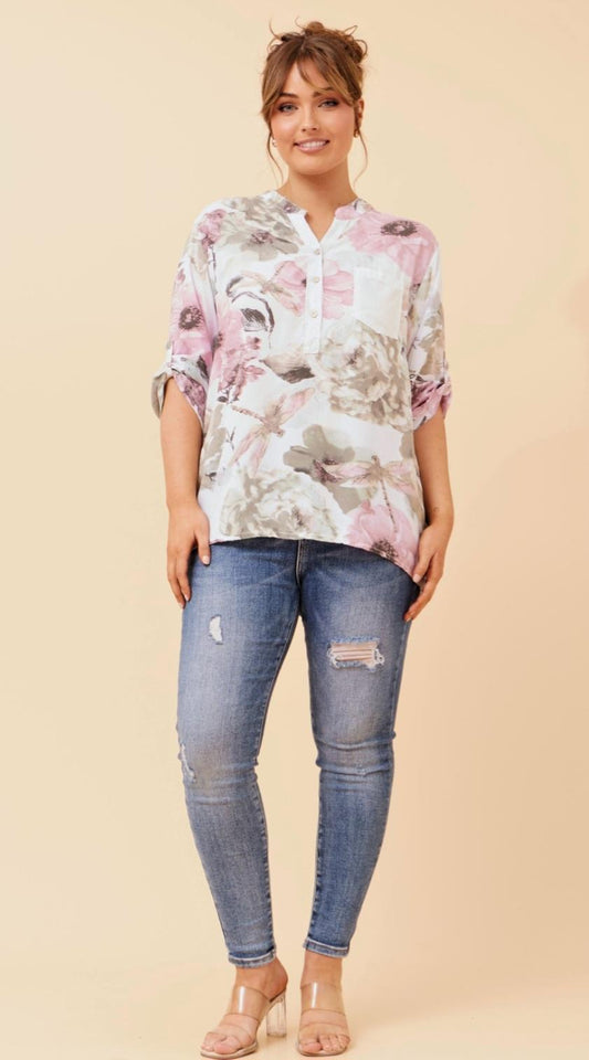 Blush Floral Viscose Shirt
