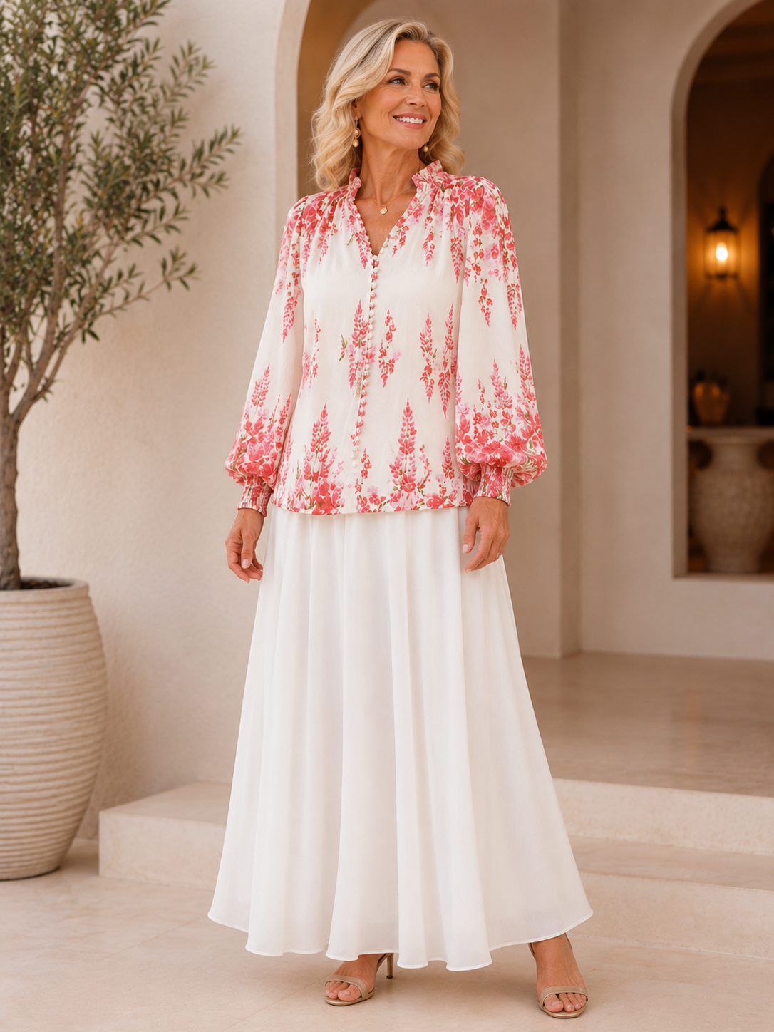 Priscila Pink & White Blouse