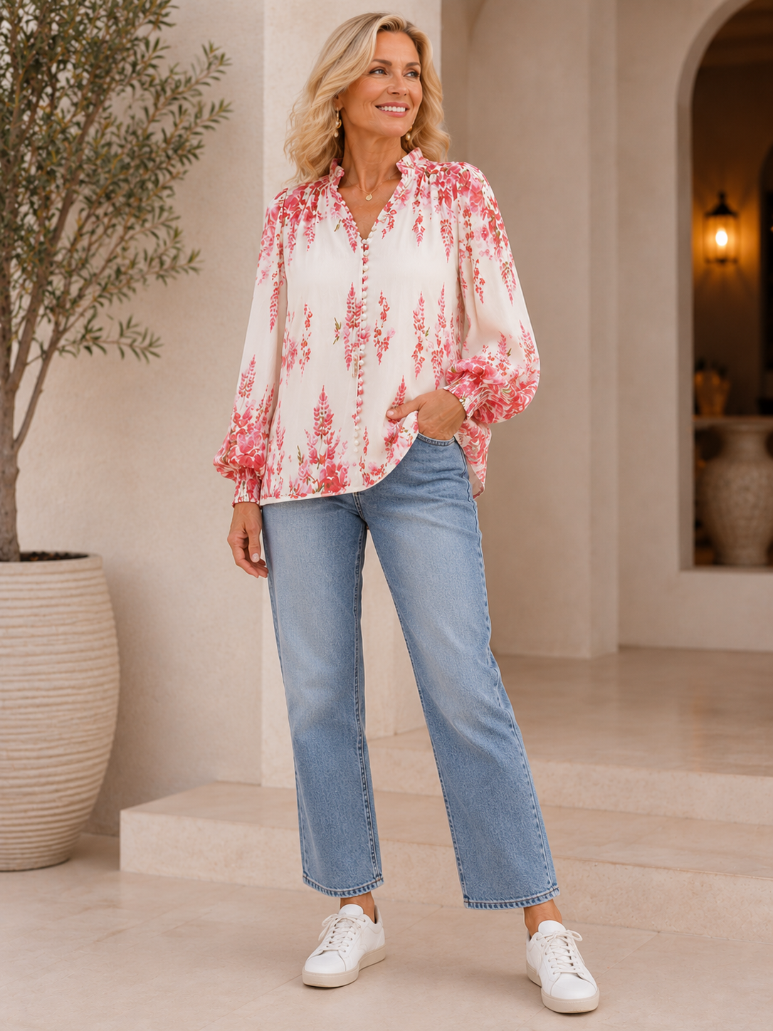 Priscila Pink & White Blouse