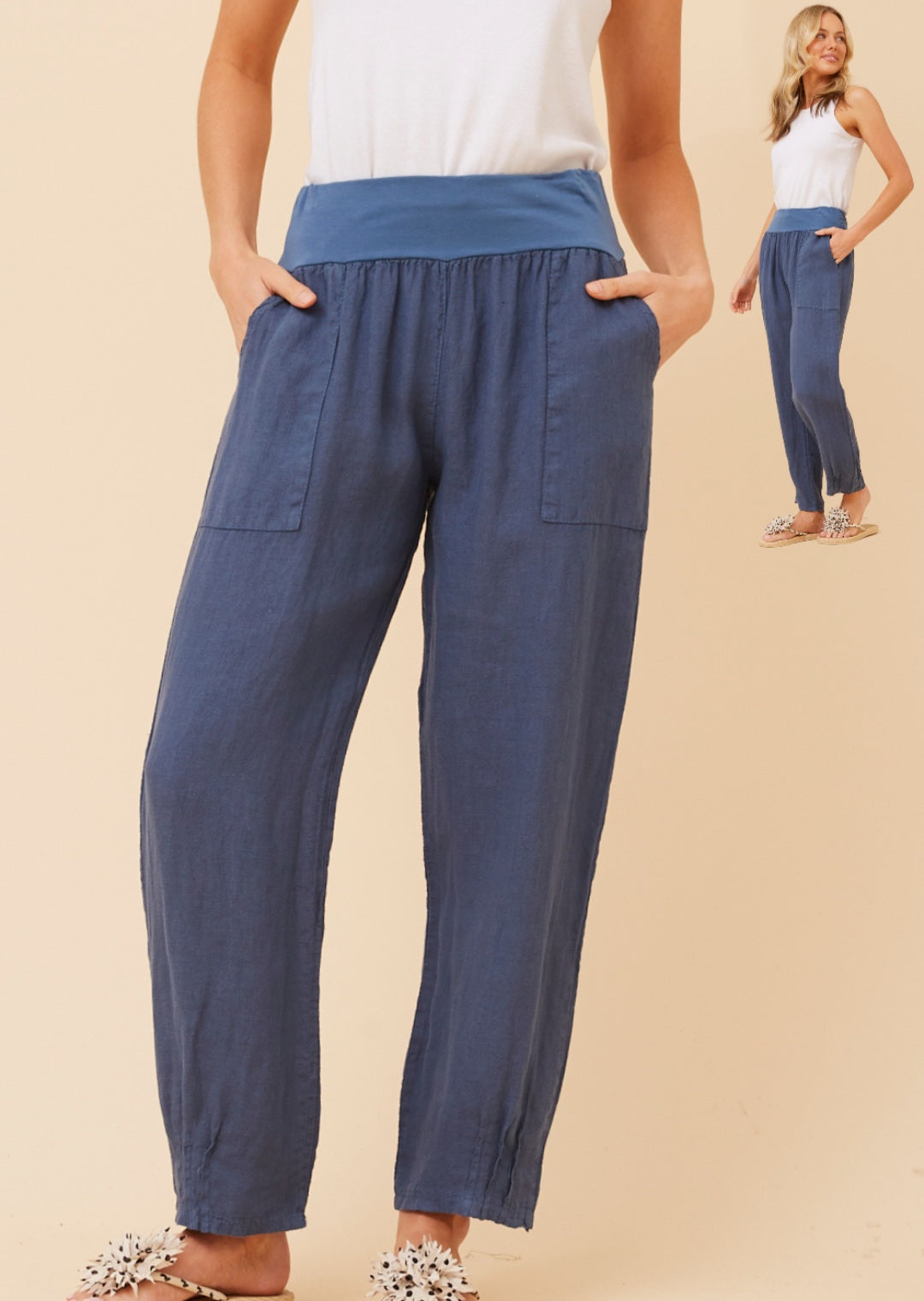 Ink Blue Linen Pants